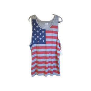 Men's Mad Engine USA Horizontal Flag Tank Top - Heathered Gray XL